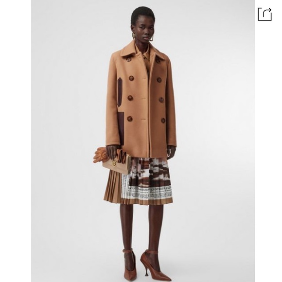 BURBERRY MOSSLEY LAMBSKIN AND WOOL PEACOAT - Picture 7 of 7